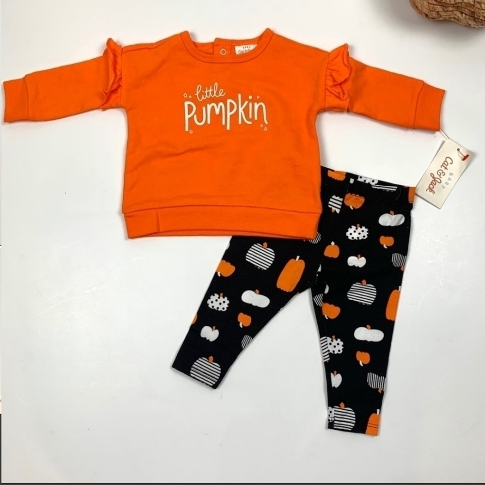 CAT & JACK Baby Girl 2-piece Halloween Little Pumpkin Sweatshirt & Bottom Set